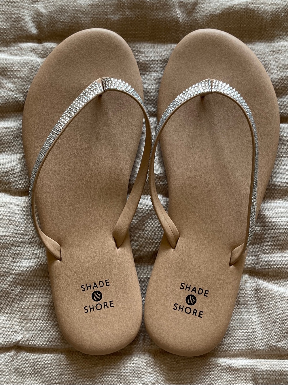Shade & Shore 5 Rhinestone Embellished Flip Flops